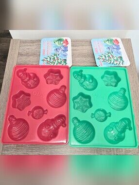 Lot of 2 Jello Jigglers JELL-O MOLDS Christmas Candy Snowman Ornament.